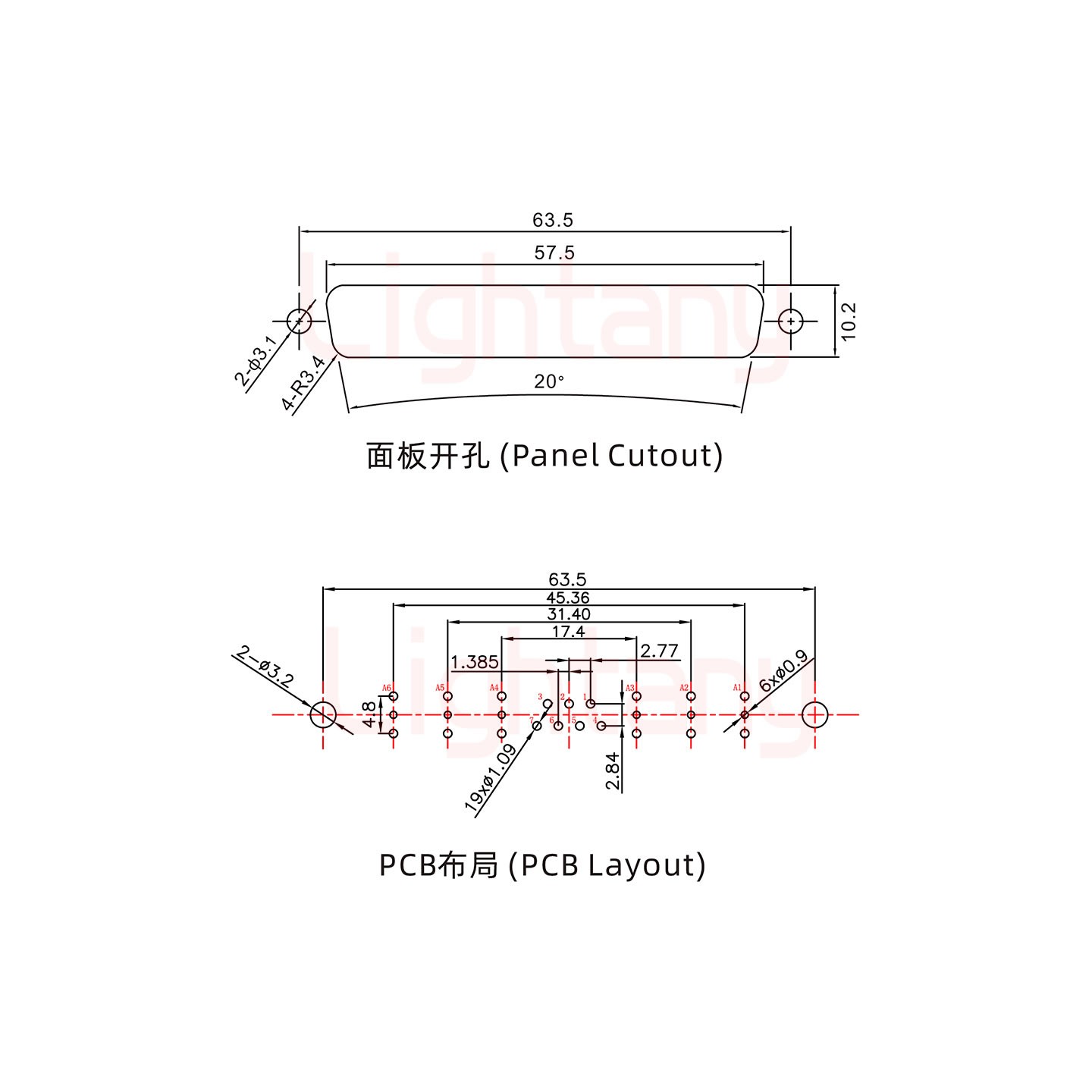 13W6A母PCB直插板/鉚魚(yú)叉7.0/射頻同軸75歐姆