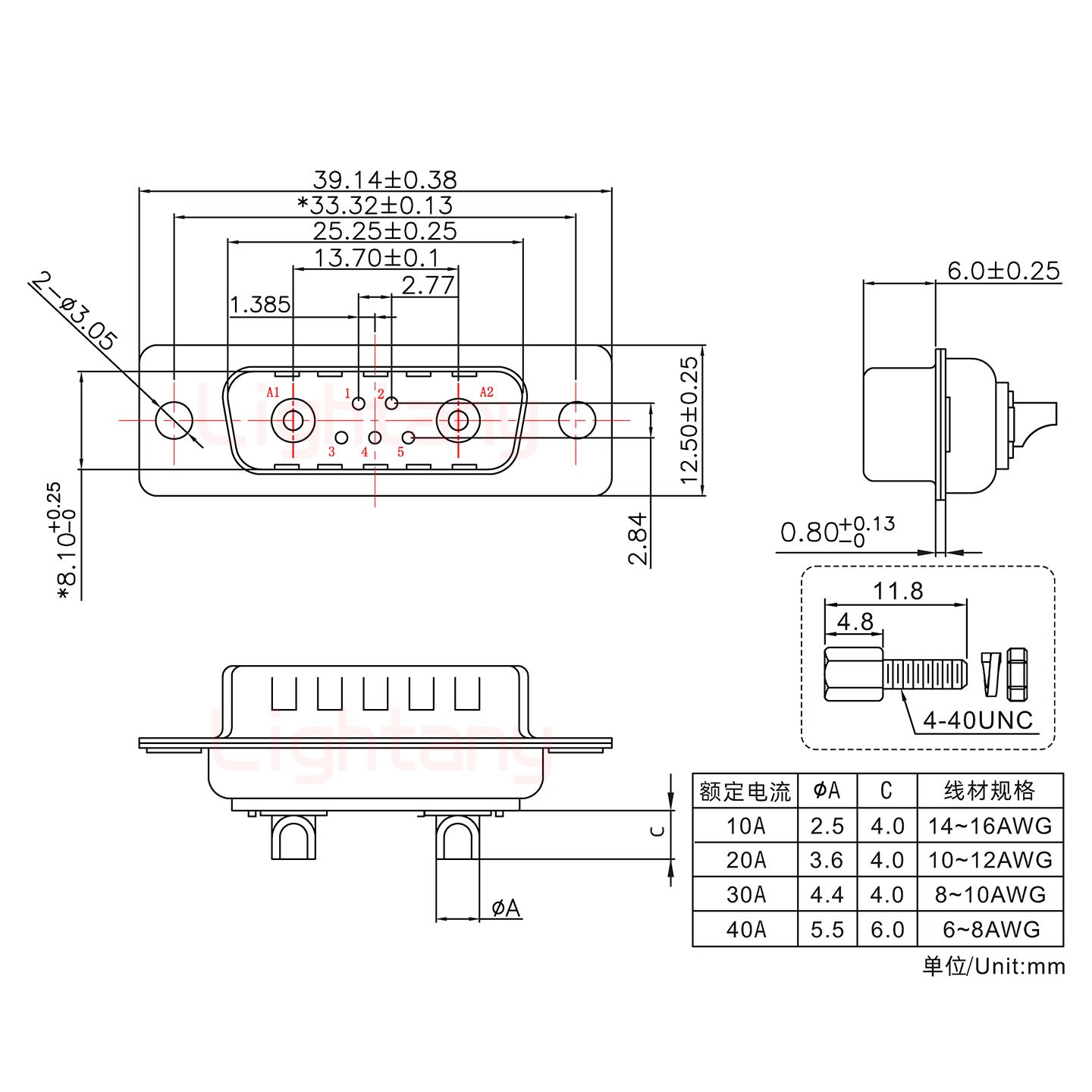 7W2公短體焊線(xiàn)/配螺絲螺母/大電流30A