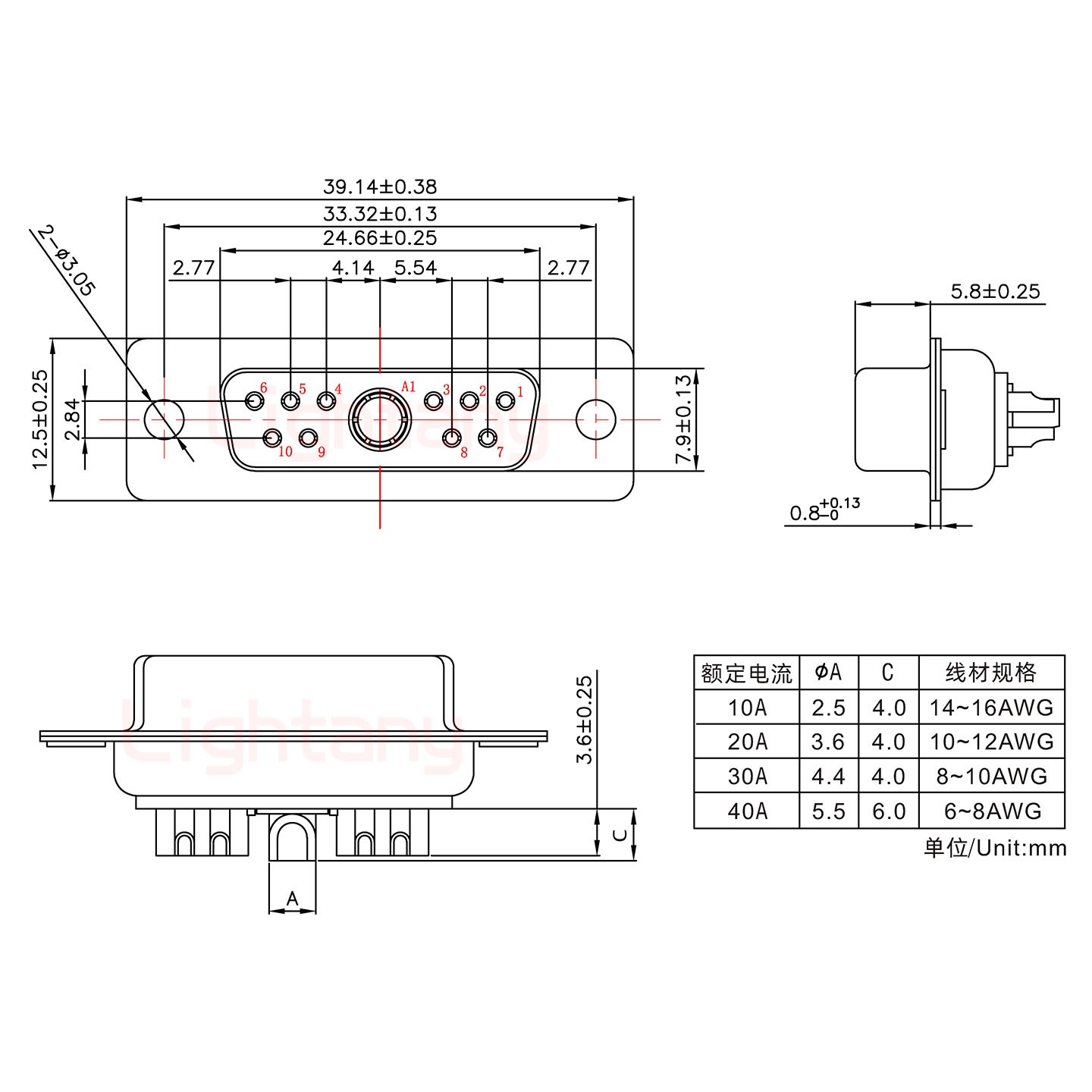 11W1母短體焊線(xiàn)/光孔/大電流30A