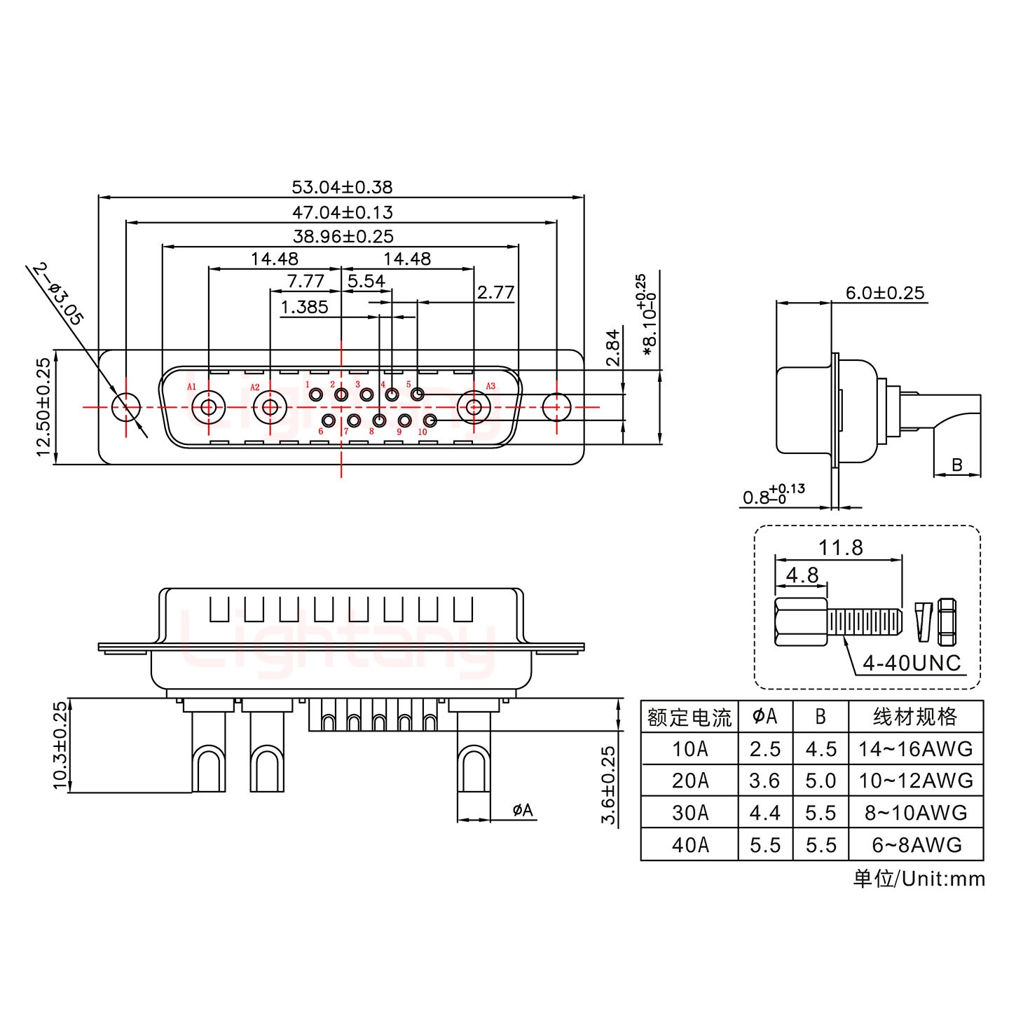 13W3公長(zhǎng)體焊線(xiàn)/配螺絲螺母/大電流30A