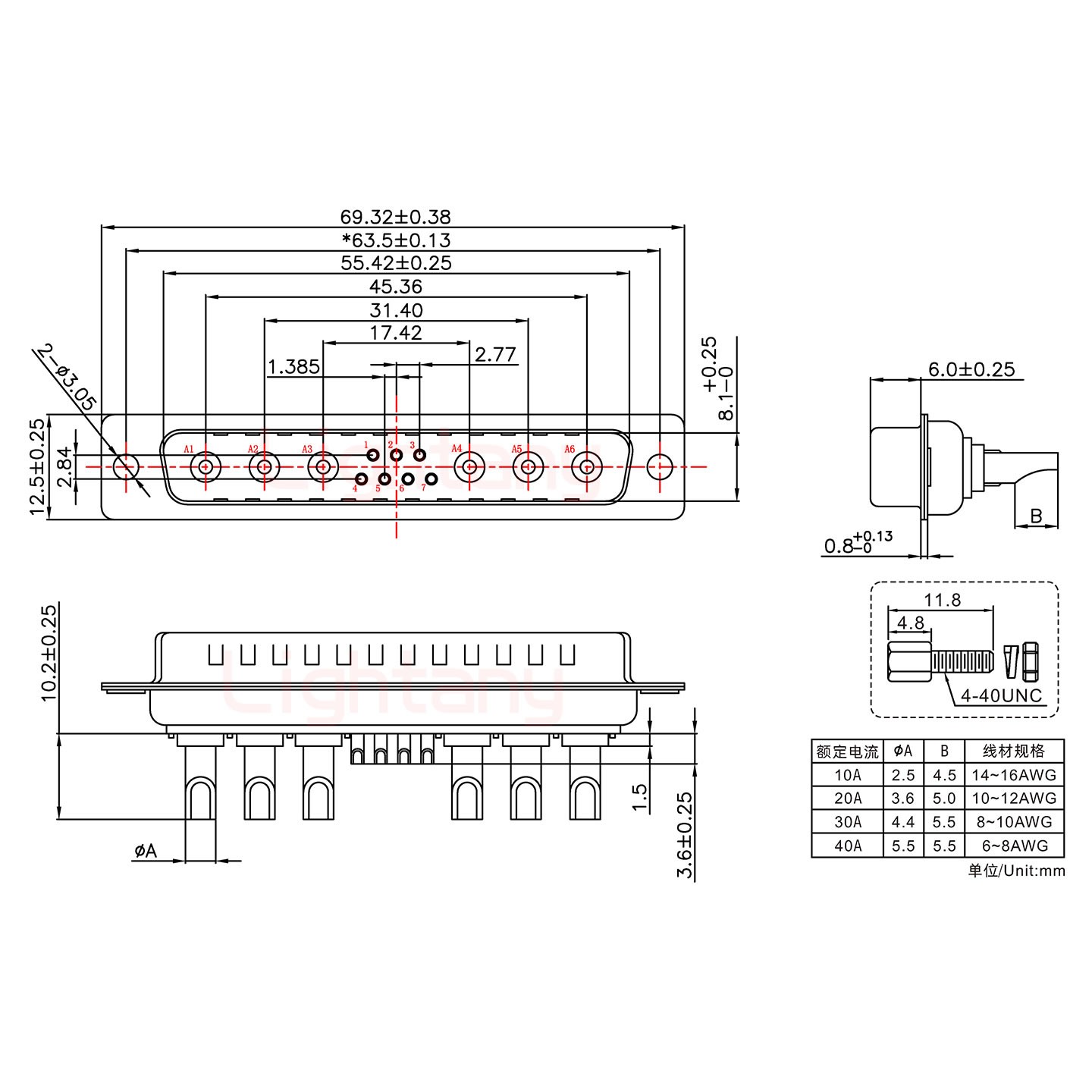 13W6A公長(zhǎng)體焊線(xiàn)/配螺絲螺母/大電流30A