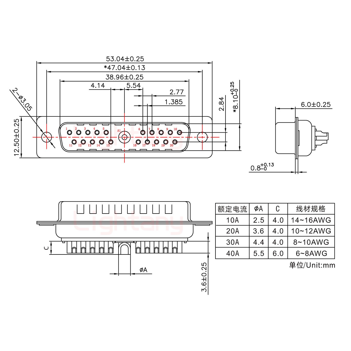 21W1公短體焊線(xiàn)/光孔/大電流30A