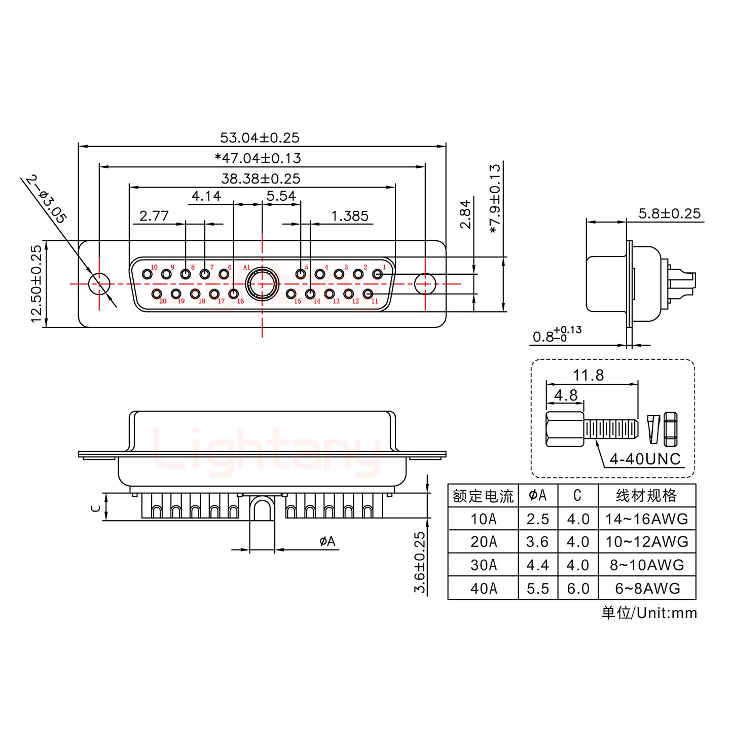 21W1母短體焊線(xiàn)/配螺絲螺母/大電流20A