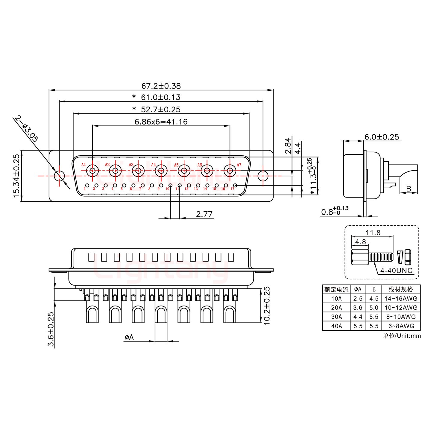 24W7公長(zhǎng)體焊線(xiàn)/配螺絲螺母/大電流20A