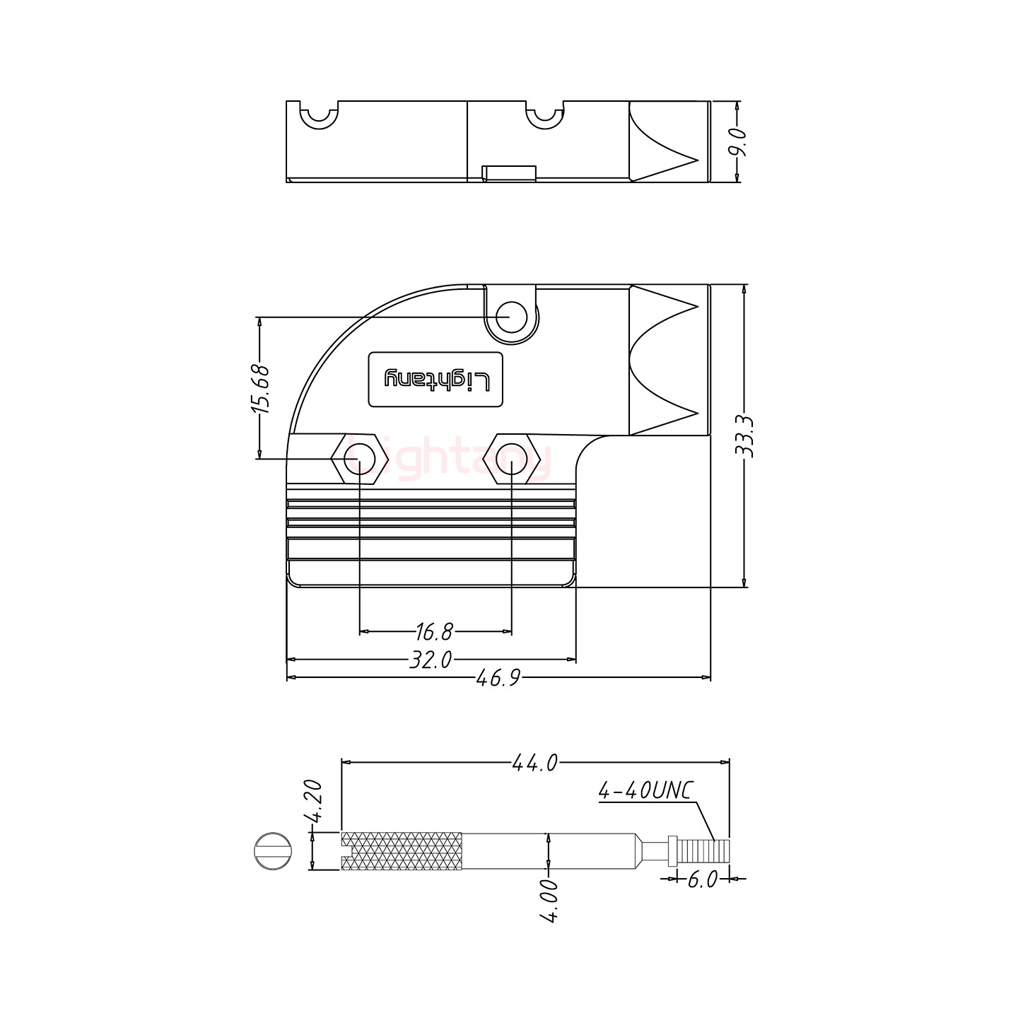 2W2公焊線(xiàn)式75歐姆+9P金屬外殼424彎出線(xiàn)4~12mm