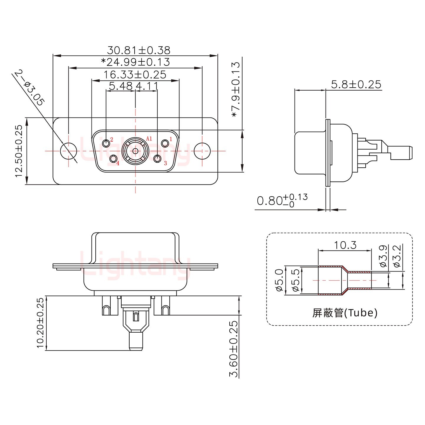 5W1母頭焊線(xiàn)+防水接頭/線(xiàn)徑5~11mm/射頻同軸75歐姆