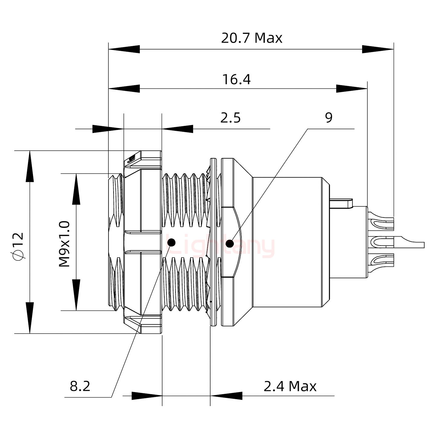 EEG.0B.007.CLL推拉自鎖前螺母插座 焊線(xiàn)