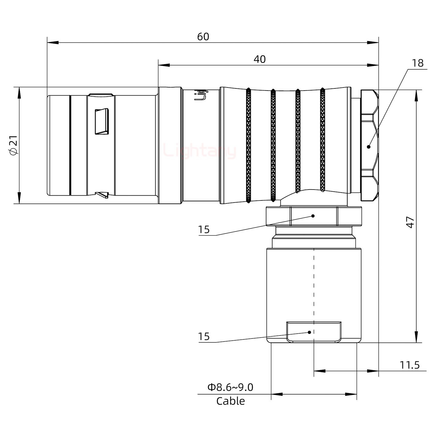 FHG.3K.010.CLAC90推拉自鎖彎式插頭
